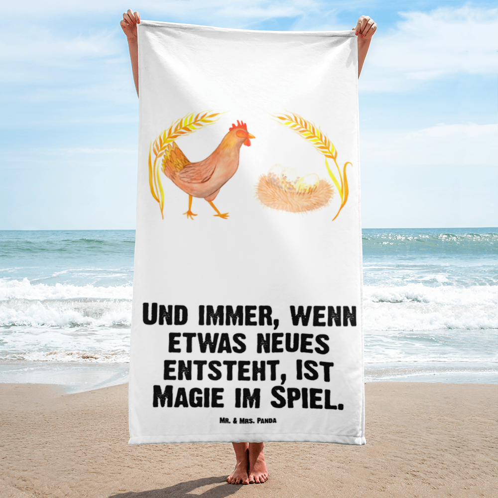 XL Badehandtuch Huhn stolz Handtuch, Badetuch, Duschtuch, Strandtuch, Saunatuch, Bauernhof, Hoftiere, Landwirt, Landwirtin, Hahn, Henne, Hühner, Eier, Hof, Landleben, Motivation, Geburt, Magie, Spruch, Schwangerschaft