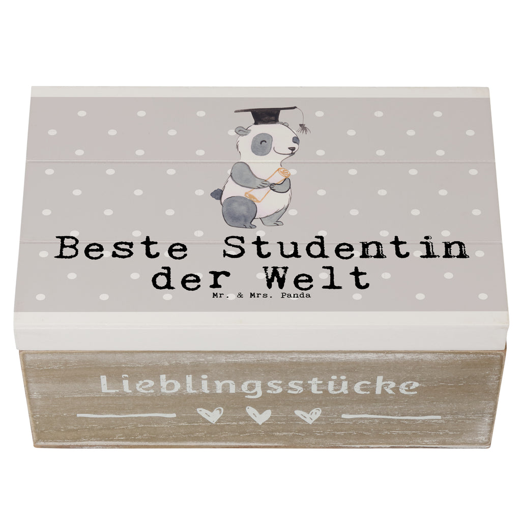 Holzkiste Panda Beste Studentin der Welt Holzkiste, Kiste, Schatzkiste, Truhe, Schatulle, XXL, Erinnerungsbox, Erinnerungskiste, Dekokiste, Aufbewahrungsbox, Geschenkbox, Geschenkdose, für, Dankeschön, Geschenk, Schenken, Geburtstag, Geburtstagsgeschenk, Geschenkidee, Danke, Bedanken, Mitbringsel, Freude machen, Geschenktipp, Studentin, Studium, Tochter, Spaß, Musterschülerin, lustig, Studienabschluss, witzig, Universität, Abschluss, Alumni, Uni, Studenten, Hochschule