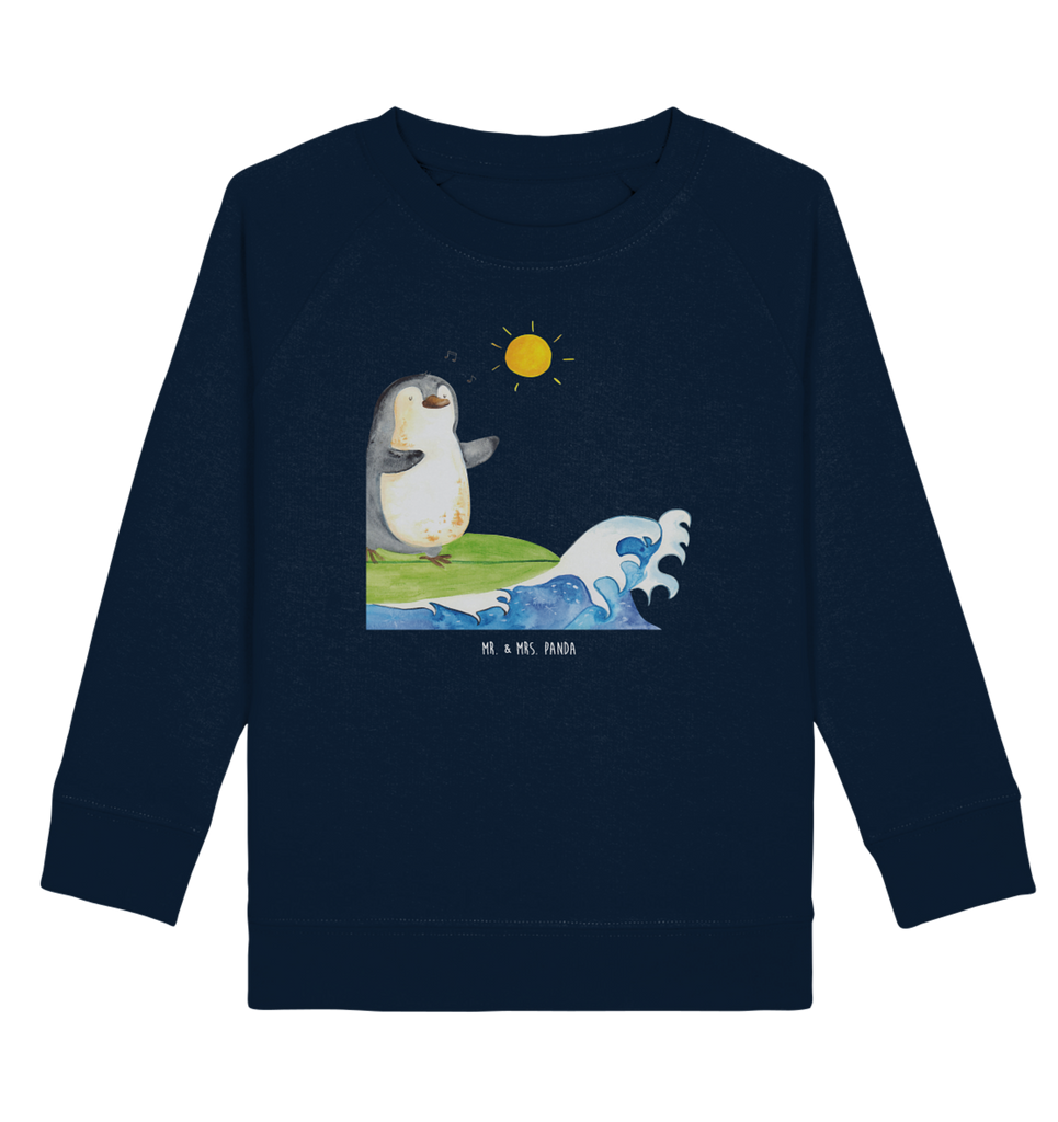 Organic Kinder Pullover Pinguin Surfer Kinder Pullover, Kinder Sweatshirt, Jungen, Mädchen, Pinguin, Pinguine, surfen, Surfer, Hawaii, Urlaub, Wellen, Wellen reiten, Portugal