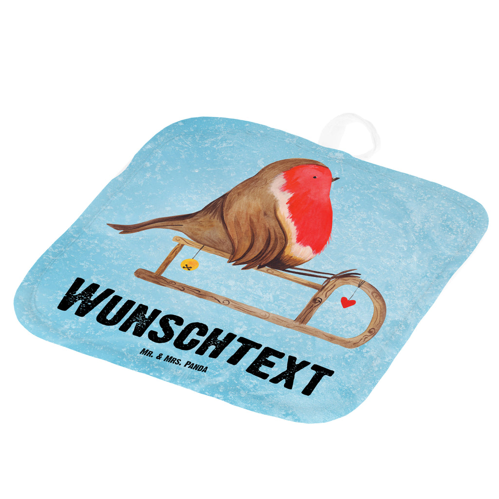 Personalisierte Topflappen Rotkehlchen Schlitten Topflappen personalisiert, Personalisierte Topfuntersetzer, Personalisierter Ofenhandschuh, Topflappen Set personalisiert, Topflappen mit Namen, Namensaufdruck, Winter, Weihnachten, Weihnachtsdeko, Nikolaus, Advent, Heiligabend, Wintermotiv, Schlitten, Vogel