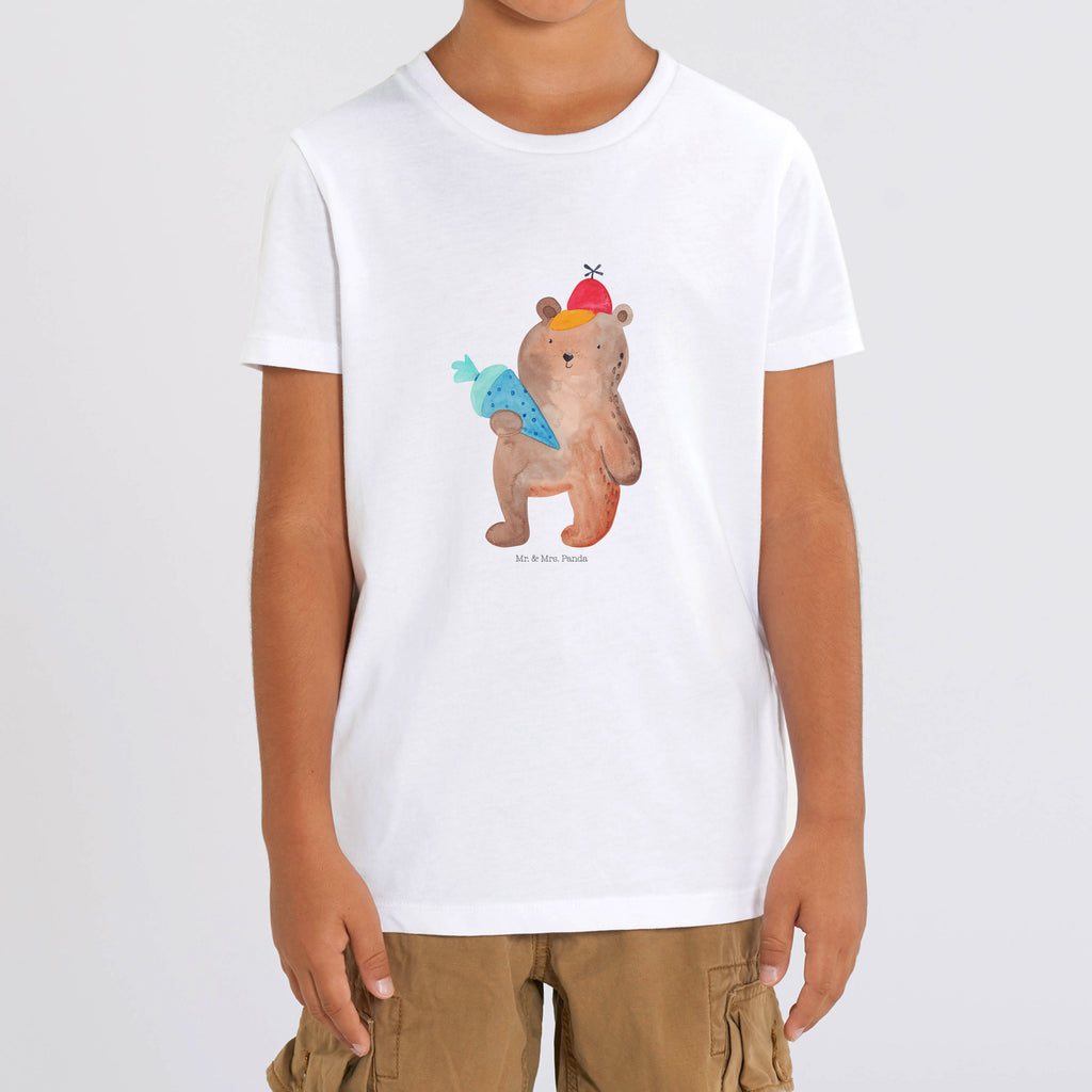 Organic Kinder T-Shirt Bär Schultüte Kinder T-Shirt, Kinder T-Shirt Mädchen, Kinder T-Shirt Jungen, Bär, Teddy, Teddybär, Bär Motiv, Schultüte, Erster Schultag Geschenk, Einschulung Geschenk, Schule Geschenk, Grundschule, Schulanfang, Schulbeginn