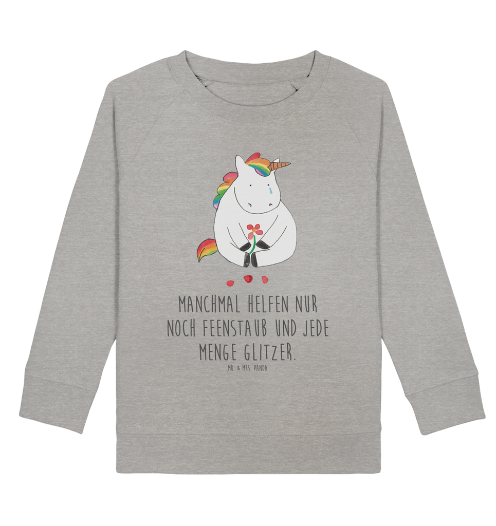 Organic Kinder Pullover Einhorn Traurig Kinder Pullover, Kinder Sweatshirt, Jungen, Mädchen, Einhorn, Einhörner, Einhorn Deko, Pegasus, Unicorn, Glitzer, Trösten. Freundschaft, Freunde, Liebe, Trauer, Grußkarte, Blume