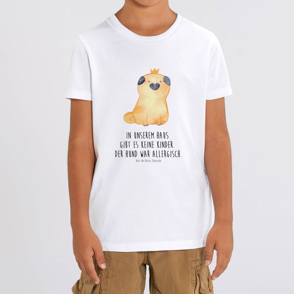 Organic Kinder T-Shirt Mops Krone Kinder T-Shirt, Kinder T-Shirt Mädchen, Kinder T-Shirt Jungen, Hund, Hundemotiv, Haustier, Hunderasse, Tierliebhaber, Hundebesitzer, Sprüche, Mops, allergisch, kinderlos, Hausregel, Hundebesitzer. Spruch, lustig