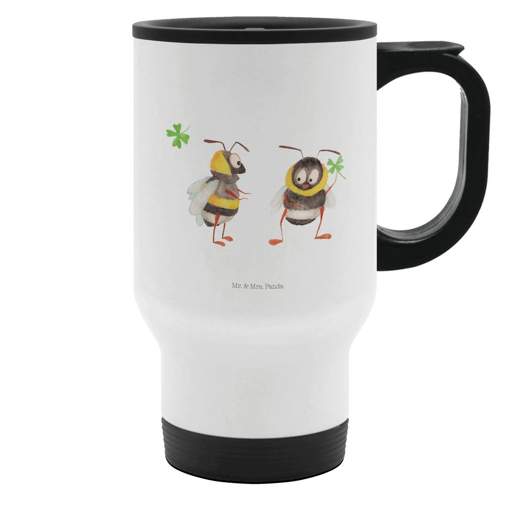 Thermobecher Hummeln mit Kleeblatt Thermobecher, To Go Becher, Thermotasse, Kaffeebecher, Isolierbecher, Thermobecher To Go, Warmhaltetasse, Edelstahlbecher, Reisebecher, Tasse mit Deckel, Thermobecher für 400 ml, Kaffeetasse zum Mitnehmen, Tasse zum Mitnehmen, Spülmaschinenfest, Tiermotive, Gute Laune, lustige Sprüche, Tiere, Hummel, Biene, Spruch positiv, Biene Deko, Spruch schön, glücklich sein, glücklich werden, Spruch fröhlich