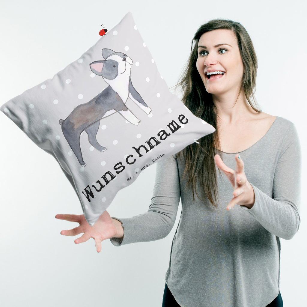 Personalisiertes Kissen Boston Terrier Lebensretter Kissen, personalisiert, Name, Wunschname, bedrucken, Kopfkissen, Hund, Hunderasse, Rassehund, Hundebesitzer, Geschenk, Tierfreund, Schenken, Welpe, Boston Terrier