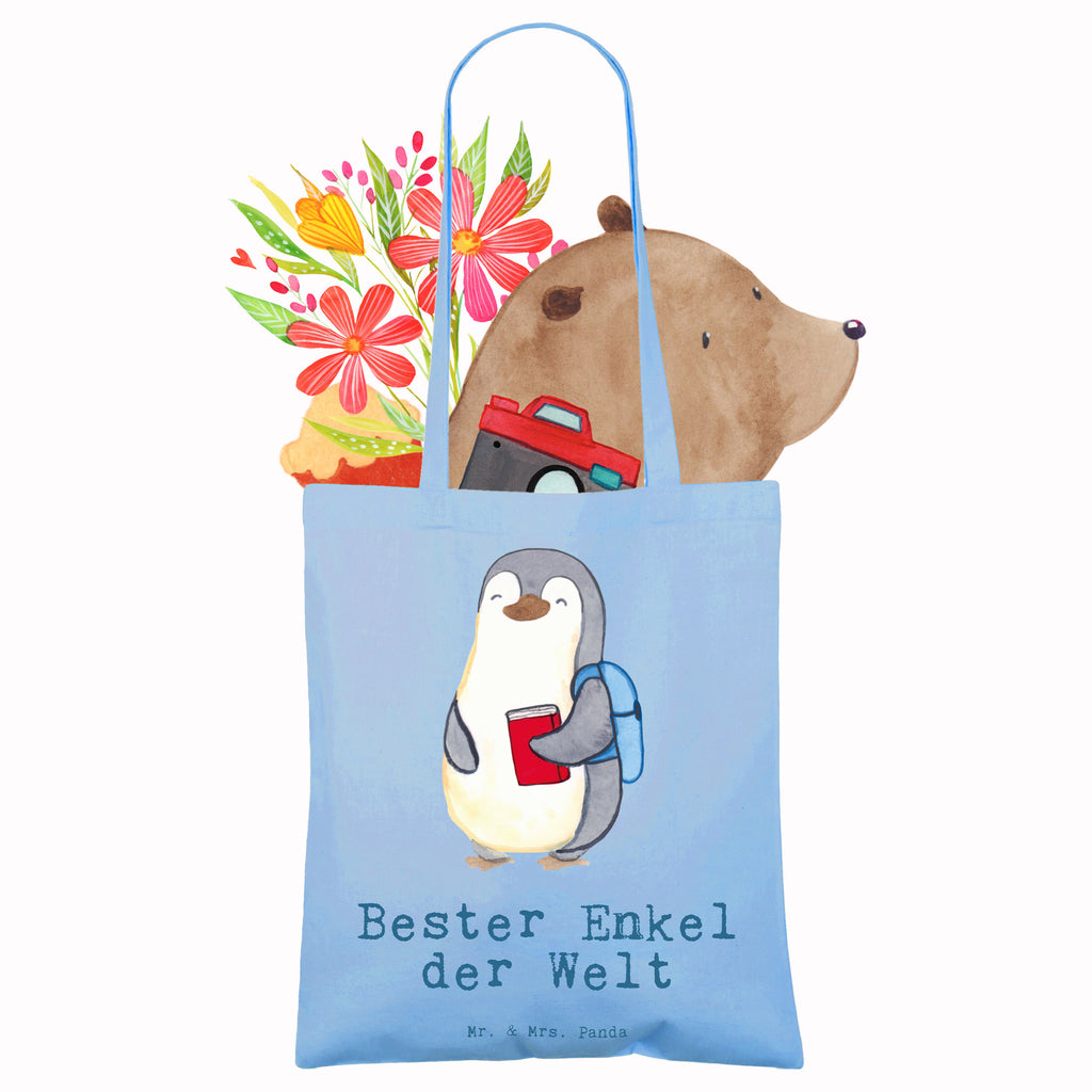 Tragetasche Pinguin Bester Enkel der Welt Beuteltasche, Beutel, Einkaufstasche, Jutebeutel, Stoffbeutel, Tasche, Shopper, Umhängetasche, Strandtasche, Schultertasche, Stofftasche, Tragetasche, Badetasche, Jutetasche, Einkaufstüte, Laptoptasche, für, Dankeschön, Geschenk, Schenken, Geburtstag, Geburtstagsgeschenk, Geschenkidee, Danke, Bedanken, Mitbringsel, Freude machen, Geschenktipp, Enkel, Enkelkind, Enkelsohn, Oma, Opa, Kind von Tochter, Kind von Sohn, Taufe, Großsohn