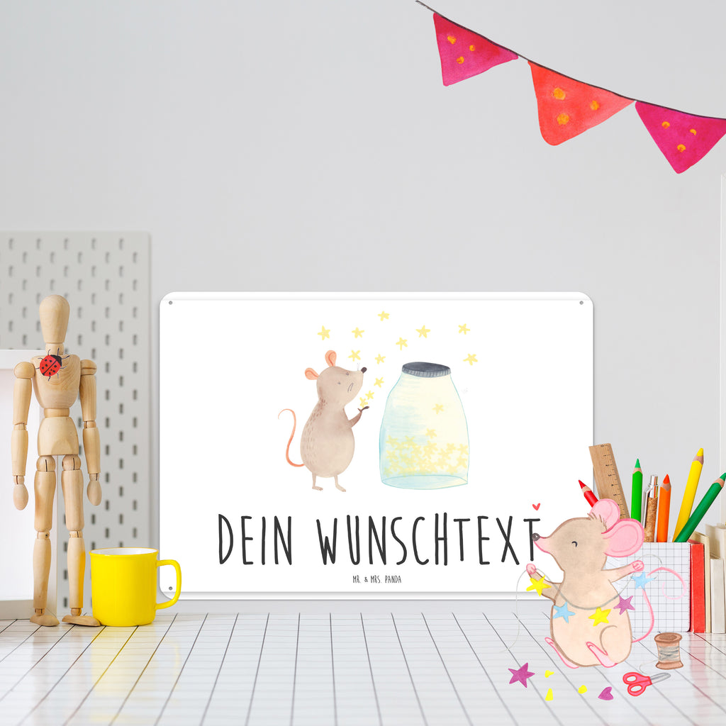 Personalisiertes Blechschild Maus Sterne Blechschild, Metallschild, Geschenk Schild, Schild, Magnet-Metall-Schild, Deko Schild, Wandschild, Wand-Dekoration, Türschild, Tiermotive, Gute Laune, lustige Sprüche, Tiere, Maus, Sterne, Wunsch, Kind, Taufe, Taufgeschenk, Geburt, Schwangerschaft, erstes Kind, Kindergeburtstag, Geburtstag, Hoffnung, Träume