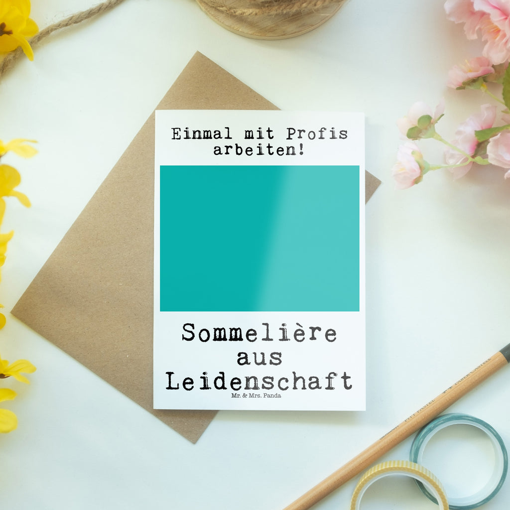 Grußkarte Sommelière aus Leidenschaft Grußkarte, Klappkarte, Einladungskarte, Glückwunschkarte, Hochzeitskarte, Geburtstagskarte, Karte, Ansichtskarten, Beruf, Ausbildung, Jubiläum, Abschied, Rente, Kollege, Kollegin, Geschenk, Schenken, Arbeitskollege, Mitarbeiter, Firma, Danke, Dankeschön