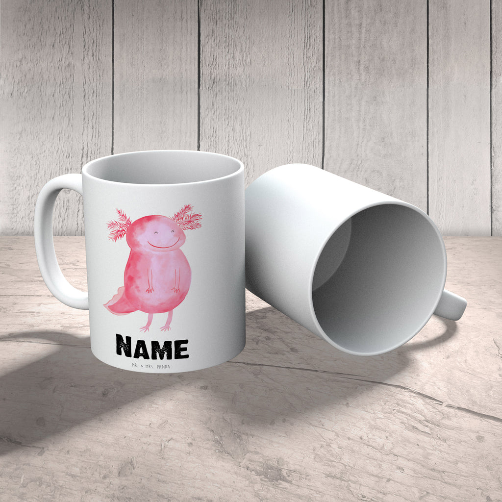 Personalisierte Tasse Axolotl glücklich Personalisierte Tasse, Namenstasse, Wunschname, Personalisiert, Tasse, Namen, Drucken, Tasse mit Namen, Axolotl, Molch, Axolot, Schwanzlurch, Lurch, Lurche, Motivation, gute Laune