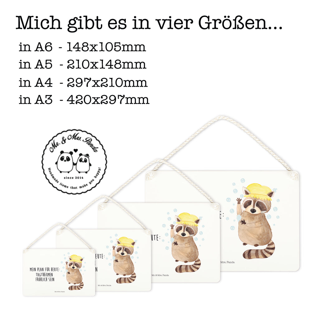 Deko Schild Waschbär Dekoschild, Deko Schild, Schild, Tür Schild, Türschild, Holzschild, Wandschild, Wanddeko, Tiermotive, Gute Laune, lustige Sprüche, Tiere, Waschbär, Tagträumen, Plan, Fröhlich, waschen, Seifenblasen