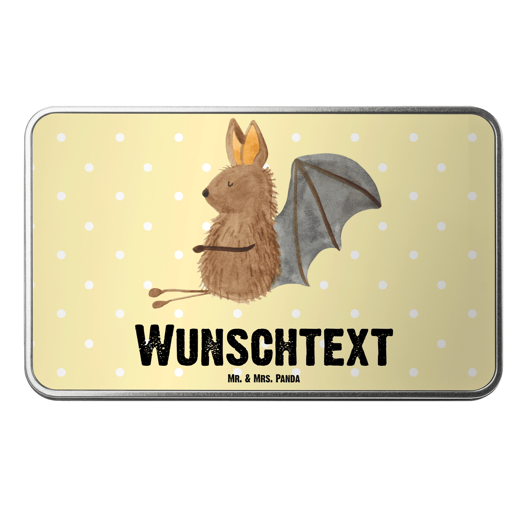 Personalisierte Metalldose Fledermaus sitzend Personalisierte Metalldose, Dose mit Namen, Namensdose, Kiste mit Namen, Namenskiste, Tiermotive, Gute Laune, lustige Sprüche, Tiere, Fledermaus, Fledermäuse, Motivation, entspannen