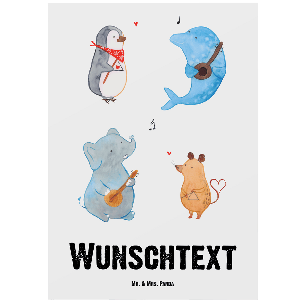 Personalisierte Postkarte Big Band Postkarte mit Namen, Postkarte bedrucken, Postkarte mit Wunschtext, Postkarte personalisierbar, Geschenkkarte mit Namen, Grußkarte mit Namen, Karte mit Namen, Einladung mit Namen, Ansichtskarte mit Namen, Geschenkkarte mit Wunschtext, Grußkarte mit Wunschtext, Karte mit Wunschtext, Einladung mit Wunschtext, Ansichtskarte mit Wunschtext, Tiermotive, Gute Laune, lustige Sprüche, Tiere, Hund, Pinguin, Maus, Elefant, Delfin, Gitarre, Band, Triangel, Musikanten, Musik