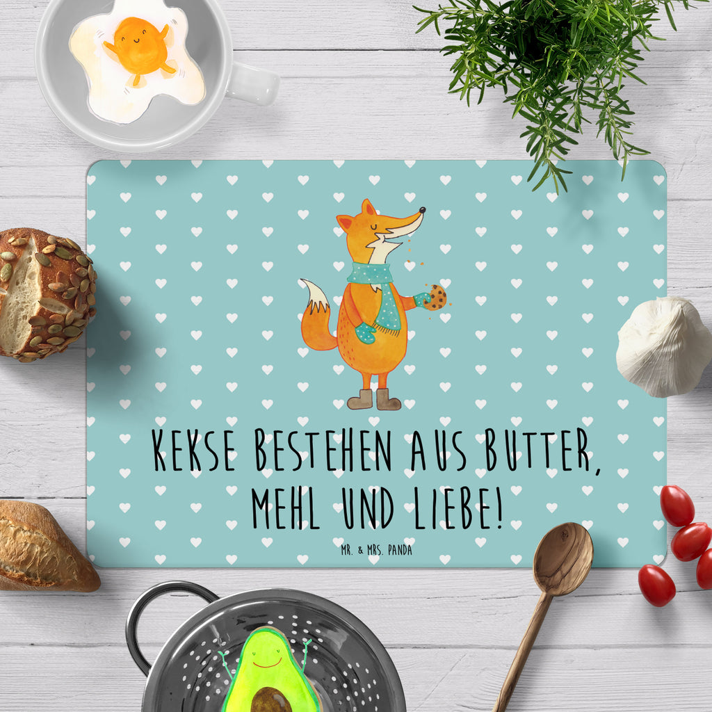 Tischset Fuchs Keks Tischset, Tischuntersetzer, Platzset, Tischsets abwaschbar, Tischunterlage, Fuchs, Füchse, Backen Spruch, Kekse, Winter, Weihnachtszeit, Plätzchen, Liebe, Küche Deko