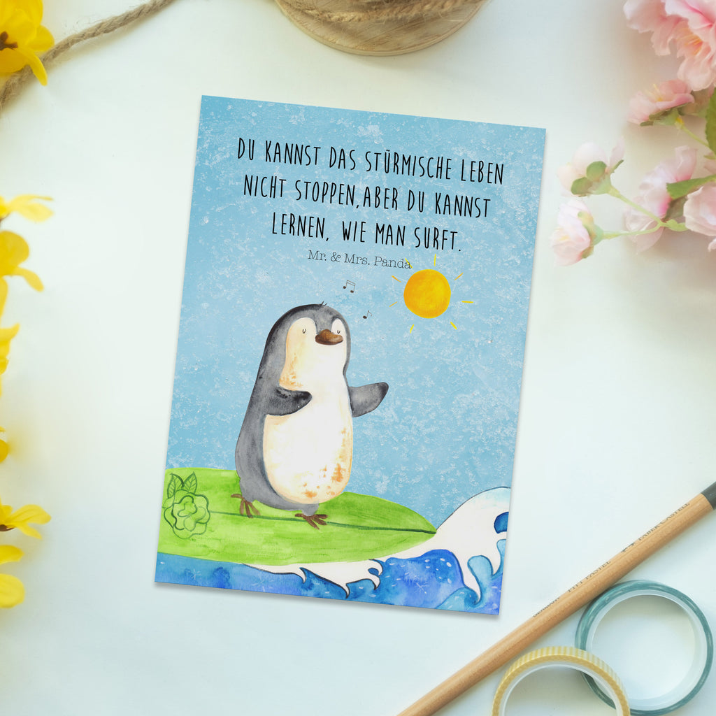 Postkarte Pinguin Surfer Postkarte, Karte, Geschenkkarte, Grußkarte, Einladung, Ansichtskarte, Geburtstagskarte, Einladungskarte, Dankeskarte, Ansichtskarten, Einladung Geburtstag, Einladungskarten Geburtstag, Pinguin, Pinguine, surfen, Surfer, Hawaii, Urlaub, Wellen, Wellen reiten, Portugal