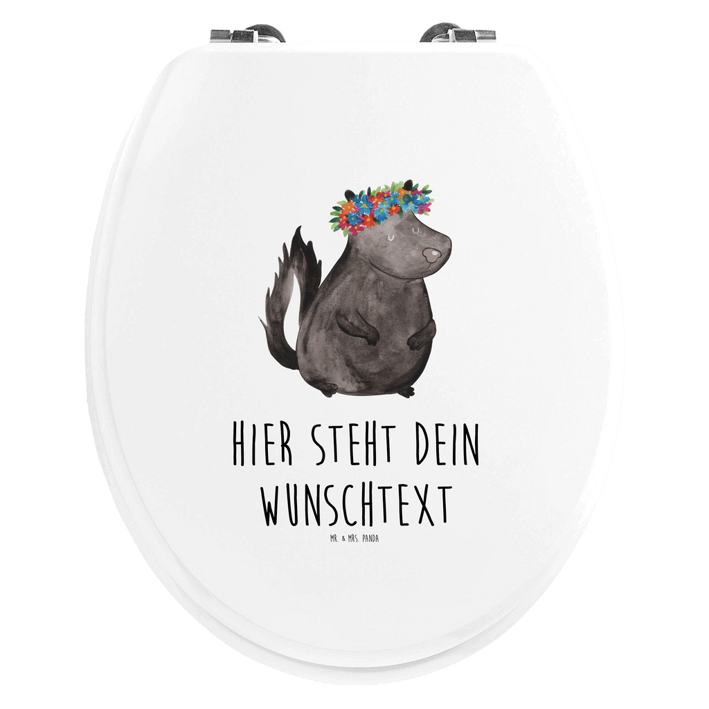 Personalisierter WC Sitz Motiv Stinktier Blumenmaedchen Personalisierte Klobrille, Personalisierter Klodeckel, Personalisierter Toilettendeckel, Personalisierter WC-Sitz, Toilettendeckel mit Namen, WC Sitz mit Namen, Stinktier, Skunk, Wildtier, Raubtier, Stinker, Stinki, Yoga, Namaste, Lebe, Liebe, Lache