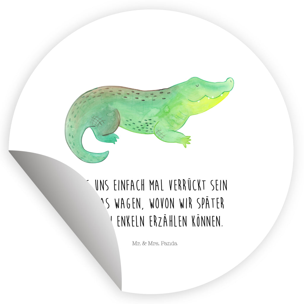 Rund Aufkleber Krokodil Sticker, Aufkleber, Etikett, Kinder, rund, Meerestiere, Meer, Urlaub, Krokodil, Krokodile, verrückt sein, spontan sein, Abenteuerlust, Reiselust, Freundin, beste Freundin, Lieblingsmensch