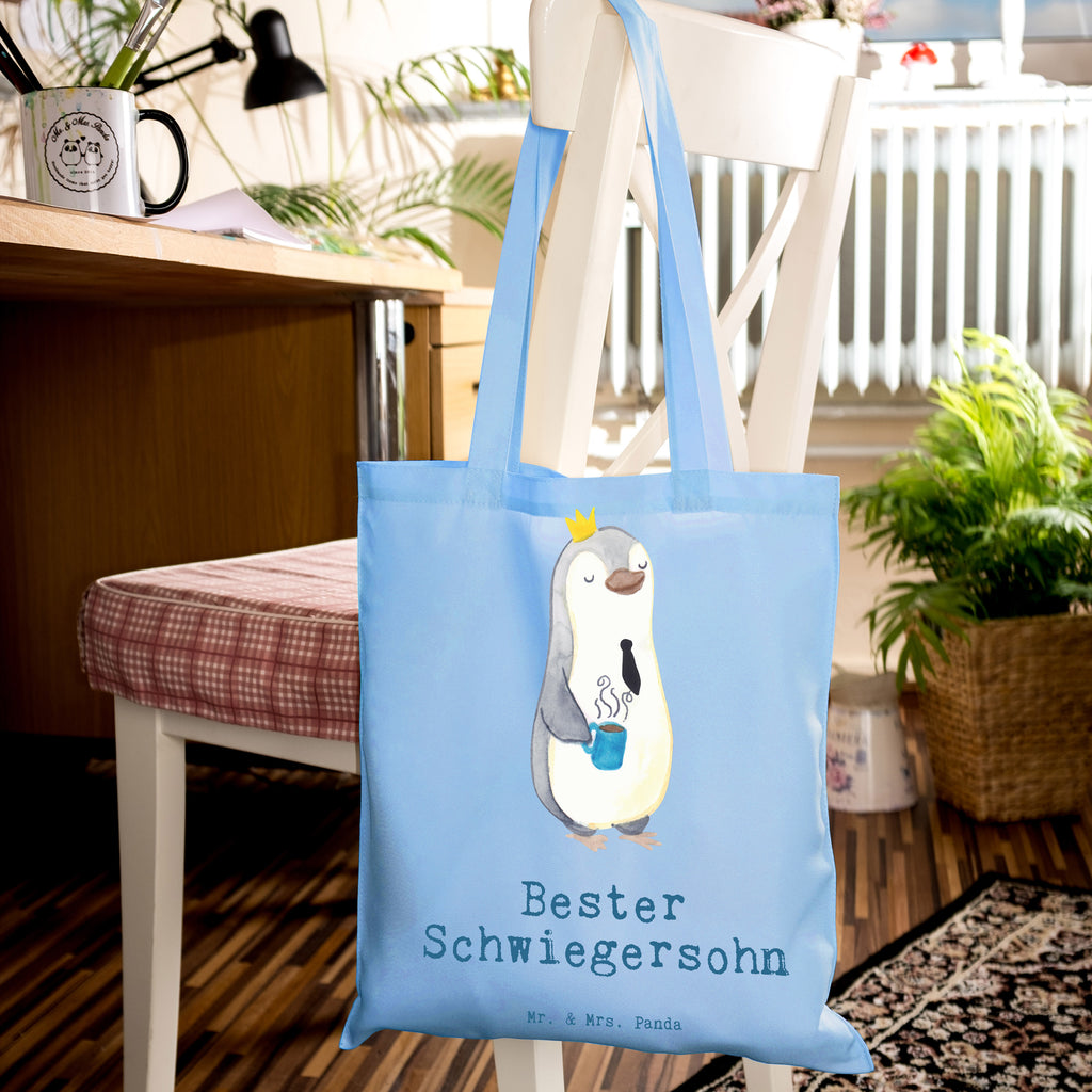 Tragetasche Pinguin Bester Schwiegersohn Beuteltasche, Beutel, Einkaufstasche, Jutebeutel, Stoffbeutel, Tasche, Shopper, Umhängetasche, Strandtasche, Schultertasche, Stofftasche, Tragetasche, Badetasche, Jutetasche, Einkaufstüte, Laptoptasche, für, Dankeschön, Geschenk, Schenken, Geburtstag, Geburtstagsgeschenk, Geschenkidee, Danke, Bedanken, Mitbringsel, Freude machen, Geschenktipp, Schwiegersohn, Tochter, Ehefrau des Sohns, Frau, angeheiratet, Hochzeit, Heirat