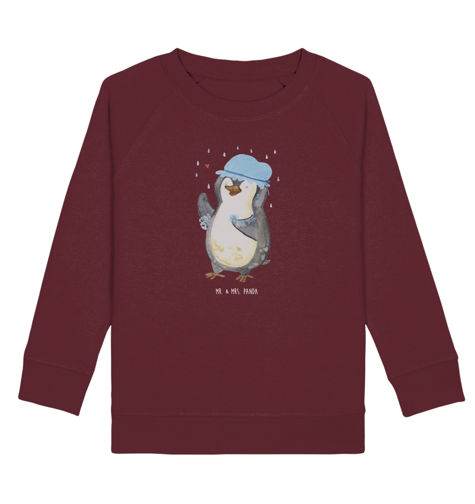 Organic Kinder Pullover Pinguin duscht Kinder Pullover, Kinder Sweatshirt, Jungen, Mädchen, Pinguin, Pinguine, Dusche, duschen, Lebensmotto, Motivation, Neustart, Neuanfang, glücklich sein