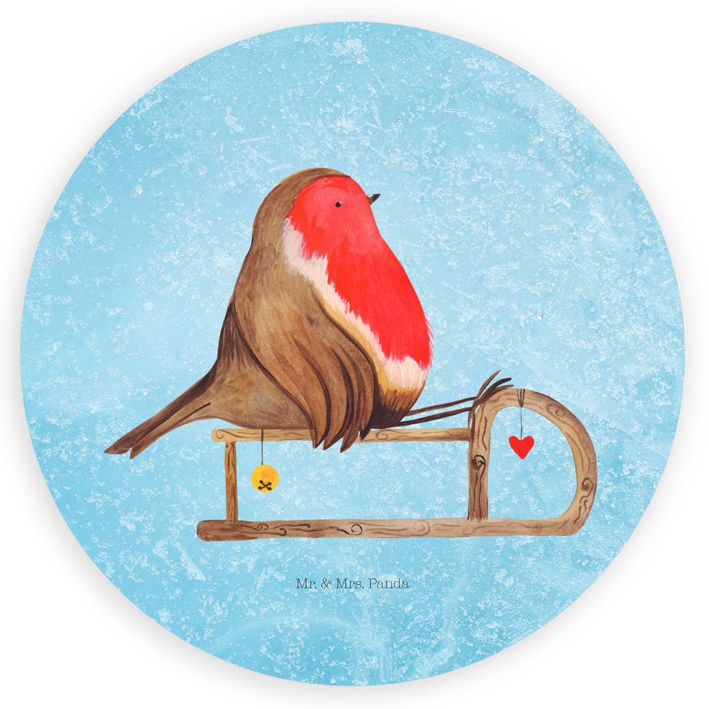 Rund Aufkleber Rotkehlchen Schlitten Sticker, Aufkleber, Etikett, Kinder, rund, Winter, Weihnachten, Weihnachtsdeko, Nikolaus, Advent, Heiligabend, Wintermotiv, Schlitten, Vogel