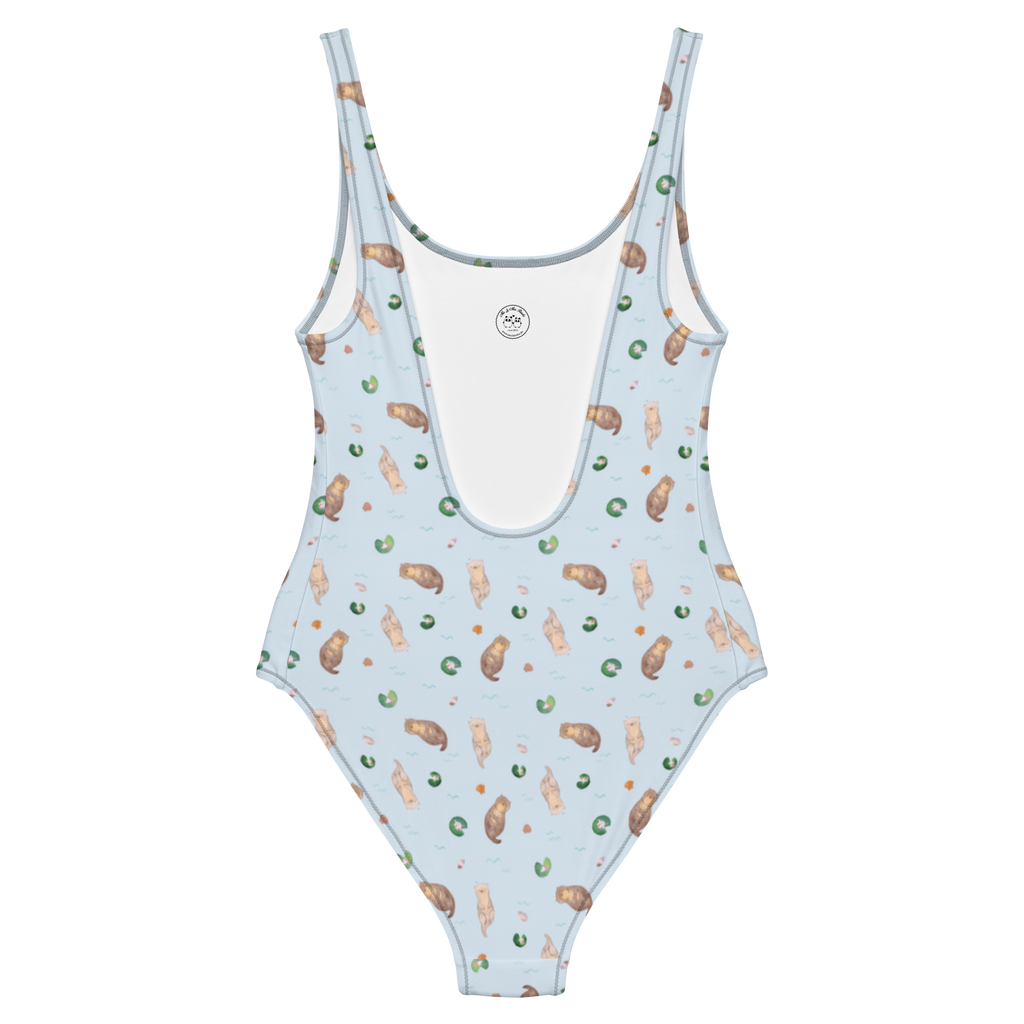 Badeanzug Otter Muschel Muster Badebekleidung, Bademode, Badeanzug, Swimsuit, Rückenfreier Badeanzug, Luxus-Bademode, Otter, Fischotter, Seeotter, Otterliebe, grübeln, träumen, Motivation, Tagträumen, Büro