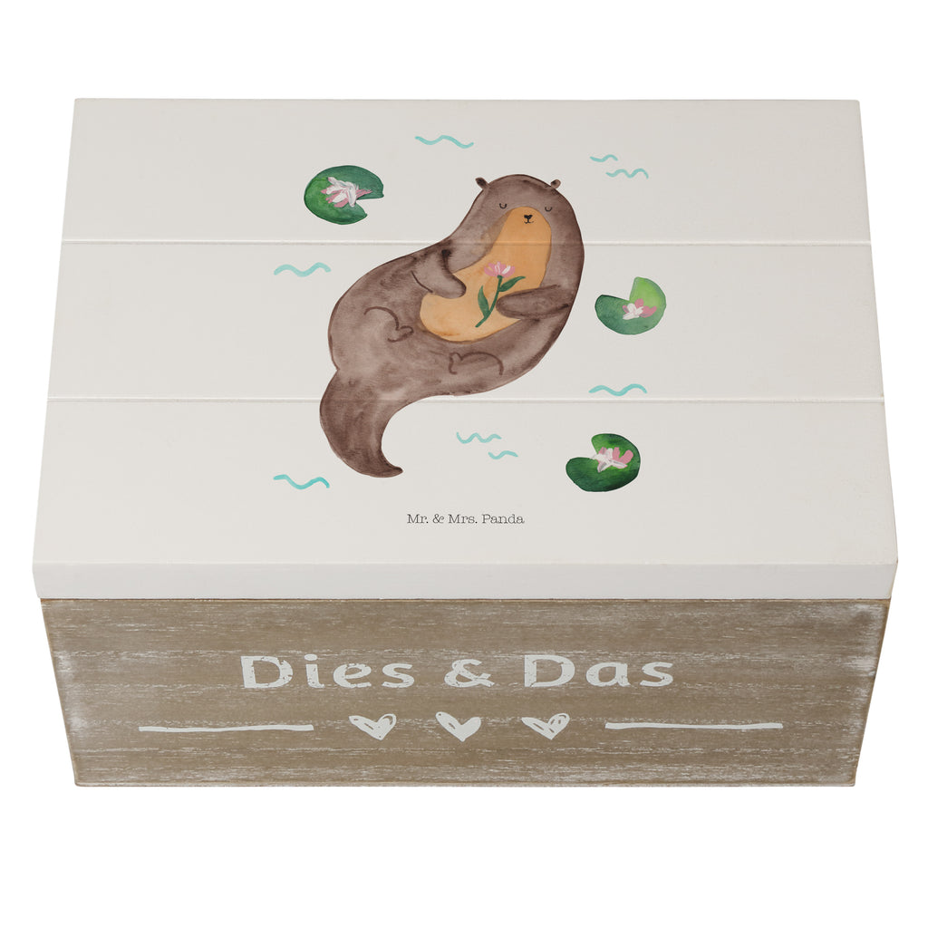 Holzkiste Otter mit Seerose Holzkiste, Kiste, Schatzkiste, Truhe, Schatulle, XXL, Erinnerungsbox, Erinnerungskiste, Dekokiste, Aufbewahrungsbox, Geschenkbox, Geschenkdose, Otter, Fischotter, Seeotter, Otter Seeotter See Otter