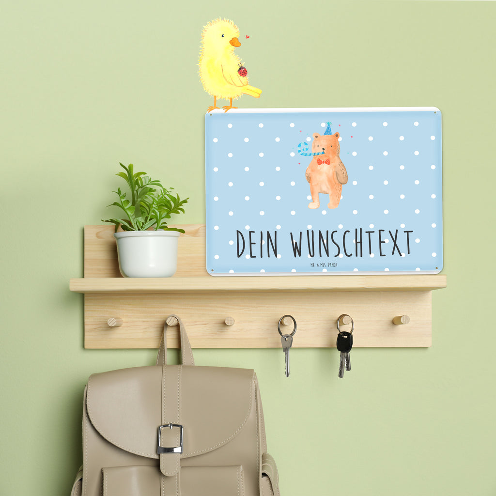 Personalisiertes Blechschild Bär Geburtstag Blechschild, Metallschild, Geschenk Schild, Schild, Magnet-Metall-Schild, Deko Schild, Wandschild, Wand-Dekoration, Türschild, Bär, Teddy, Teddybär, Happy Birthday, Alles Gute, Glückwunsch, Geburtstag