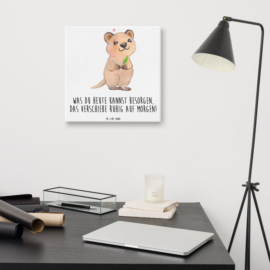 Leinwand Bild Quokka Happy Leinwand, Bild, Kunstdruck, Wanddeko, Dekoration, Tiermotive, Gute Laune, lustige Sprüche, Tiere, Quokka, Verschieben, Aufschieberitis, Lustiger Spruch, Niedliches Tier, Dinge erledigen