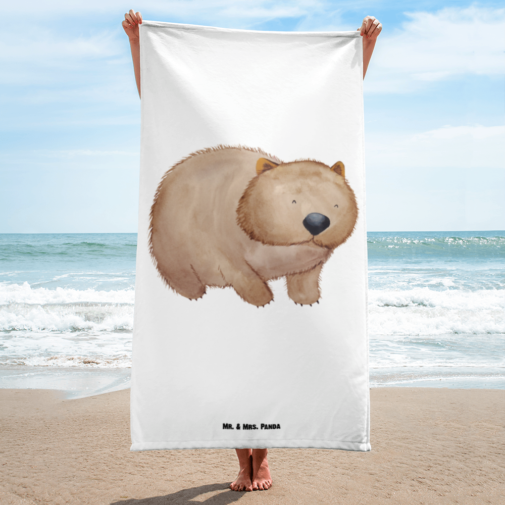 XL Badehandtuch Wombat Handtuch, Badetuch, Duschtuch, Strandtuch, Saunatuch, Tiermotive, Gute Laune, lustige Sprüche, Tiere, Wombat, Das Leben ist schön, Motivation, Spruch, Australien