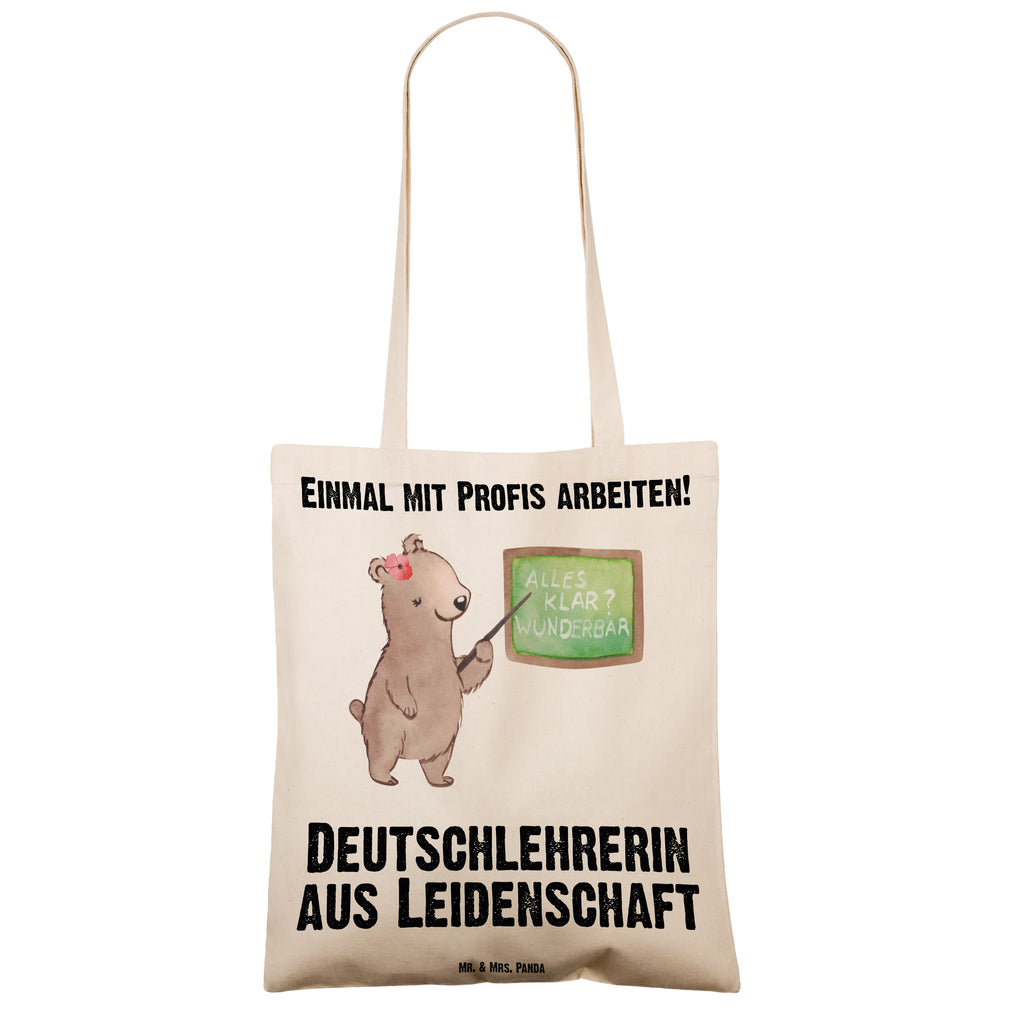 Tragetasche Deutschlehrerin aus Leidenschaft Beuteltasche, Beutel, Einkaufstasche, Jutebeutel, Stoffbeutel, Tasche, Shopper, Umhängetasche, Strandtasche, Schultertasche, Stofftasche, Tragetasche, Badetasche, Jutetasche, Einkaufstüte, Laptoptasche, Beruf, Ausbildung, Jubiläum, Abschied, Rente, Kollege, Kollegin, Geschenk, Schenken, Arbeitskollege, Mitarbeiter, Firma, Danke, Dankeschön, Deutschlehrerin, Deutschunterricht, Schule, Grundschule