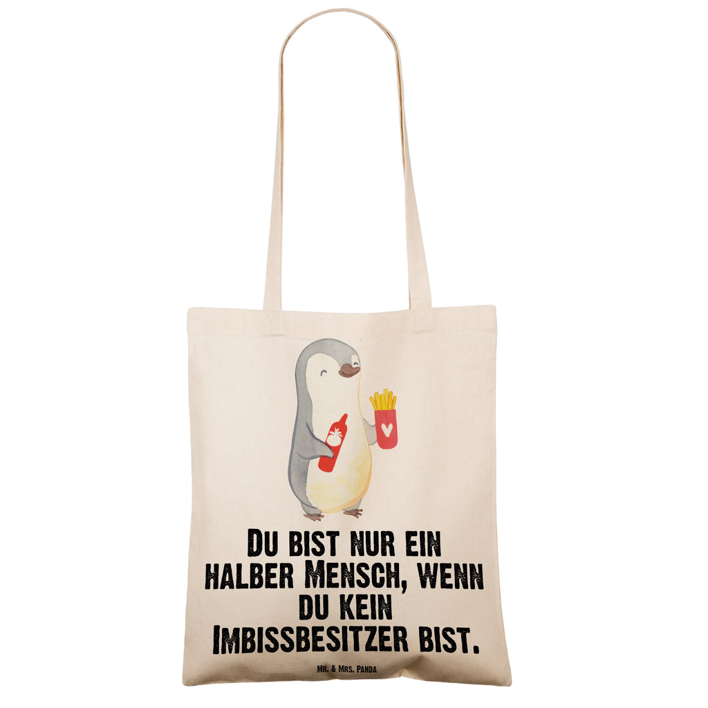 Tragetasche Imbissbesitzer mit Herz Beuteltasche, Beutel, Einkaufstasche, Jutebeutel, Stoffbeutel, Tasche, Shopper, Umhängetasche, Strandtasche, Schultertasche, Stofftasche, Tragetasche, Badetasche, Jutetasche, Einkaufstüte, Laptoptasche, Beruf, Ausbildung, Jubiläum, Abschied, Rente, Kollege, Kollegin, Geschenk, Schenken, Arbeitskollege, Mitarbeiter, Firma, Danke, Dankeschön, Imbissbesitzer, Imbissverkäufer, Pommesverkäufer, Pommesliebe