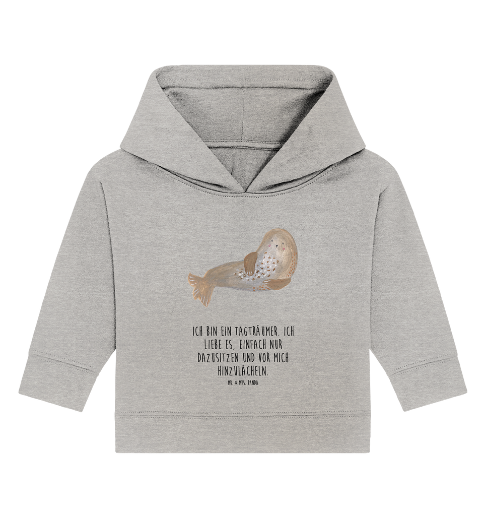 Organic Baby Hoodie Robbe Lachen Baby Kapuzenshirt, Baby Kapuzensweatshirt, Baby Hoodie, Baby Pullover, Tiermotive, Gute Laune, lustige Sprüche, Tiere, Robbe, Robben, Seehund, Strand, Meerestier, Ostsee, Nordsee