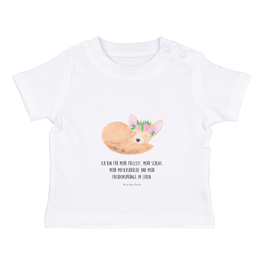 Organic Baby Shirt Wüstenfuchs Blumen Baby T-Shirt, Jungen Baby T-Shirt, Mädchen Baby T-Shirt, Shirt, Afrika, Wildtiere, Wüste, Wüstenfuchs, Blumen, Blumenkranz, Glücklich