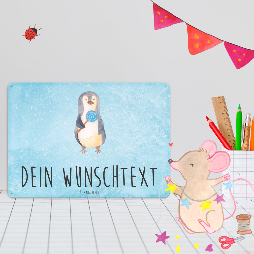 Personalisiertes Blechschild Pinguin Lolli Blechschild, Metallschild, Geschenk Schild, Schild, Magnet-Metall-Schild, Deko Schild, Wandschild, Wand-Dekoration, Türschild, Pinguin, Pinguine, Lolli, Süßigkeiten, Blödsinn, Spruch, Rebell, Gauner, Ganove, Rabauke