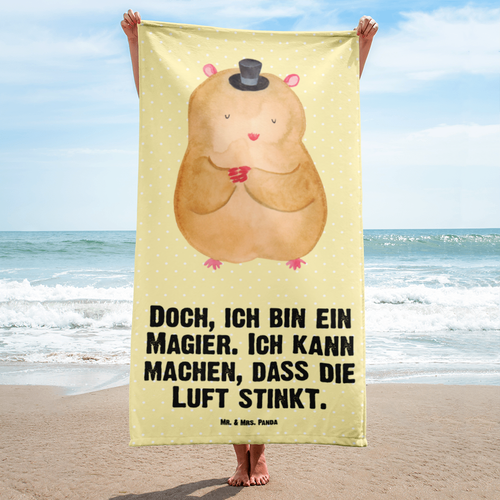 XL Badehandtuch Hamster mit Hut Handtuch, Badetuch, Duschtuch, Strandtuch, Saunatuch, Tiermotive, Gute Laune, lustige Sprüche, Tiere, Hamster, Hut, Magier, Zylinder, Zwerghamster, Zauberer