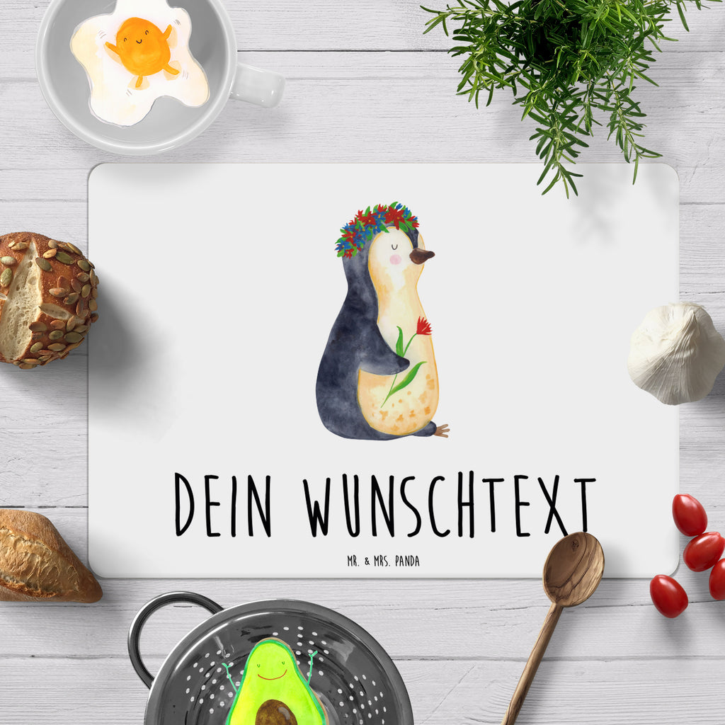 Personalisiertes Tischset Pinguin Blumenkranz Personalisiertes Tischet, Personalisierter Tischuntersetzer, Personalisiertes Platzset, Pinguin, Pinguine, Blumenkranz, Universum, Leben, Wünsche, Ziele, Lebensziele, Motivation, Lebenslust, Liebeskummer, Geschenkidee