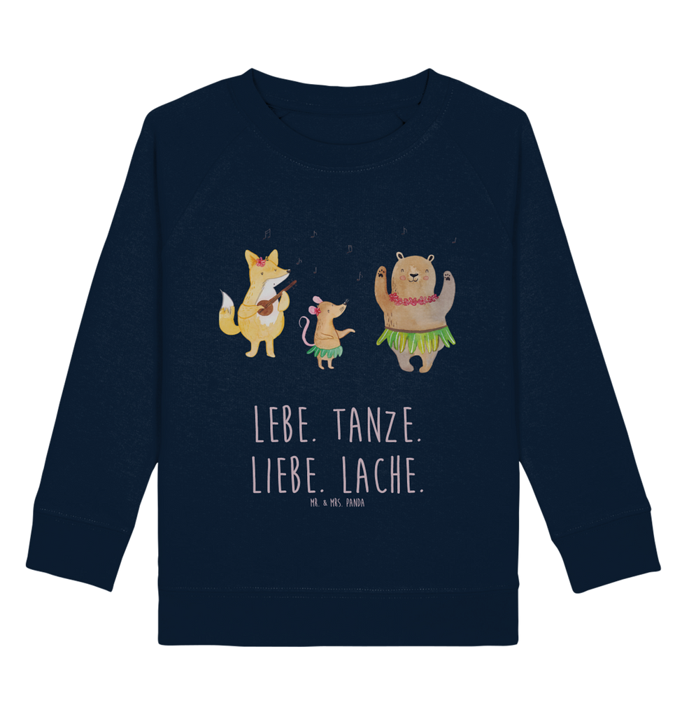 Organic Kinder Pullover Waldtiere Aloha Kinder Pullover, Kinder Sweatshirt, Jungen, Mädchen, Tiermotive, Gute Laune, lustige Sprüche, Tiere, Wald, Waldtiere, Musik, Aloha, Bär, Hase, Igel, Tanzen, Leben, Lachen