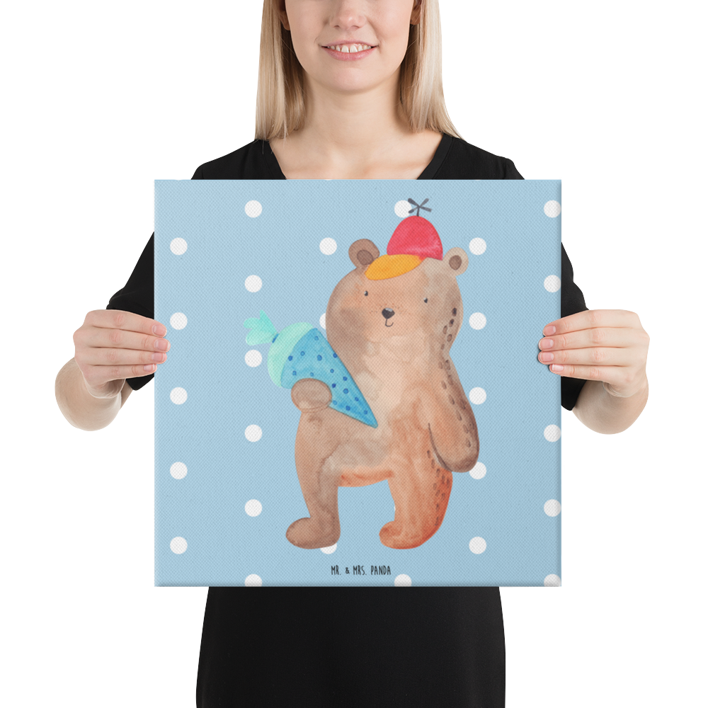 Leinwand Bild Bär Schultüte Leinwand, Bild, Kunstdruck, Wanddeko, Dekoration, Bär, Teddy, Teddybär, Bär Motiv, Schultüte, Erster Schultag Geschenk, Einschulung Geschenk, Schule Geschenk, Grundschule, Schulanfang, Schulbeginn