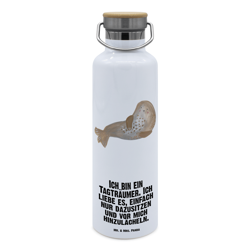 Trinkflasche Robbe Lachen Thermosflasche, Isolierflasche, Edelstahl, Trinkflasche, isoliert, Wamrhaltefunktion, Sportflasche, Flasche zum Sport, Sportlerflasche, Tiermotive, Gute Laune, lustige Sprüche, Tiere, Robbe, Robben, Seehund, Strand, Meerestier, Ostsee, Nordsee