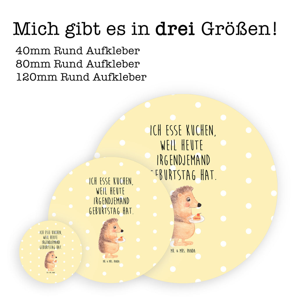 Rund Aufkleber Igel mit Kuchenstück Sticker, Aufkleber, Etikett, Tiermotive, Gute Laune, lustige Sprüche, Tiere, Igel, Essen Spruch, Kuchen, Backen Geschenk, Kuchen backen, Einladung Party, Geburtstagskuchen, Torte