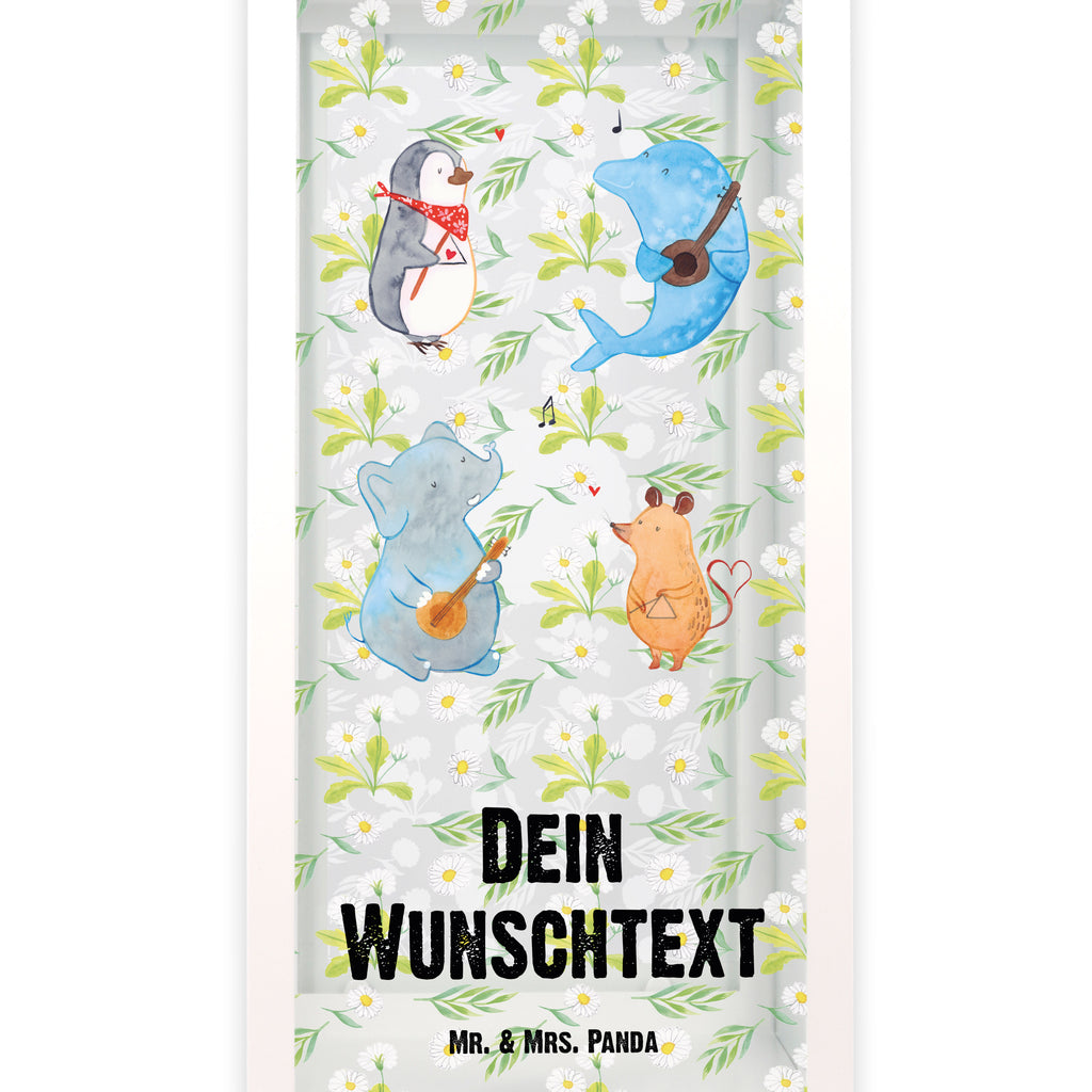 Personalisierte Deko Laterne Big Band Gartenlampe, Gartenleuchte, Gartendekoration, Gartenlicht, Laterne kleine Laternen, XXL Laternen, Laterne groß, Tiermotive, Gute Laune, lustige Sprüche, Tiere, Hund, Pinguin, Maus, Elefant, Delfin, Gitarre, Band, Triangel, Musikanten, Musik