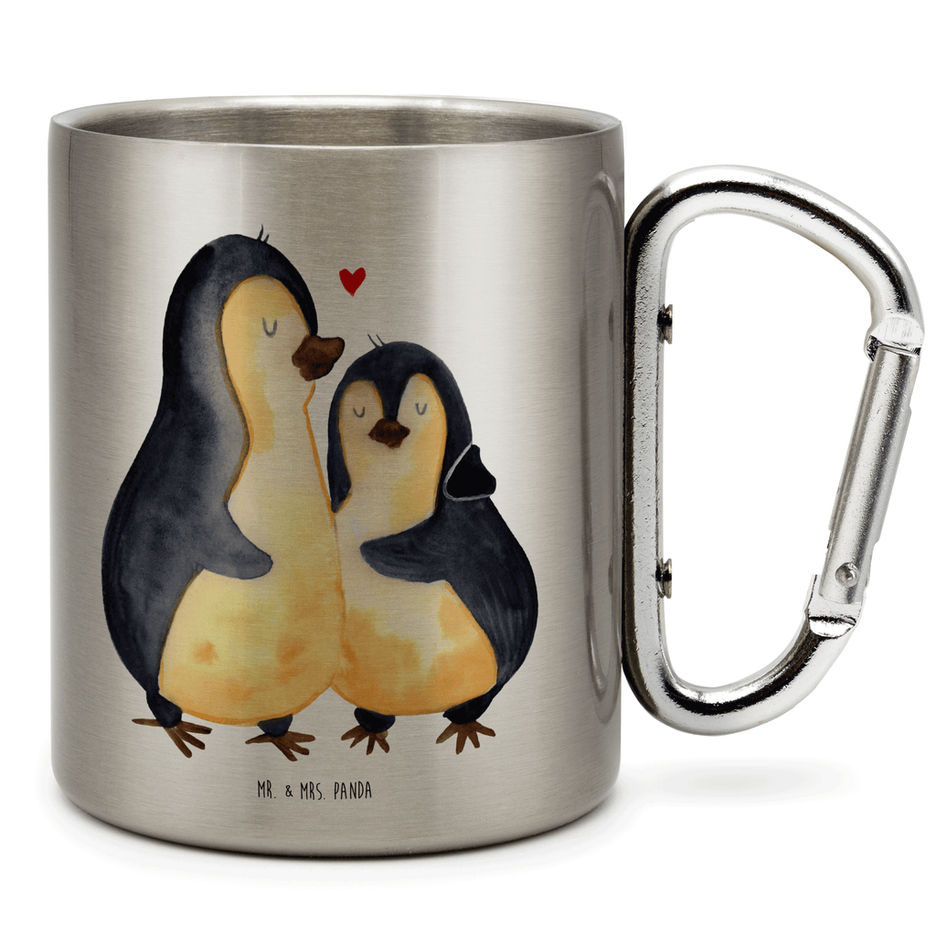 Edelstahlbecher Pinguin umarmend Edelstahltasse, Karabiner, Edelstahlbecher, Outdoor, Camping, Tasse, Becher, Pinguin, Liebe, Liebespaar, Liebesbeweis, Liebesgeschenk, Verlobung, Jahrestag, Hochzeitstag, Hochzeit, Hochzeitsgeschenk