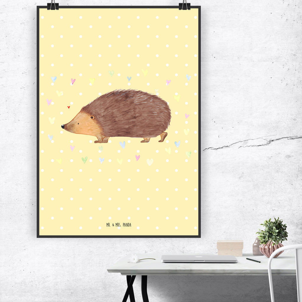 Poster Igel Herzen Poster, Wandposter, Bild, Wanddeko, Küchenposter, Kinderposter, Wanddeko Bild, Raumdekoration, Wanddekoration, Handgemaltes Poster, Mr. & Mrs. Panda Poster, Designposter, Kunstdruck, Posterdruck, Tiermotive, Gute Laune, lustige Sprüche, Tiere, Liebe, Herz, Herzen, Igel, Vertrauen, Kuss, Leben