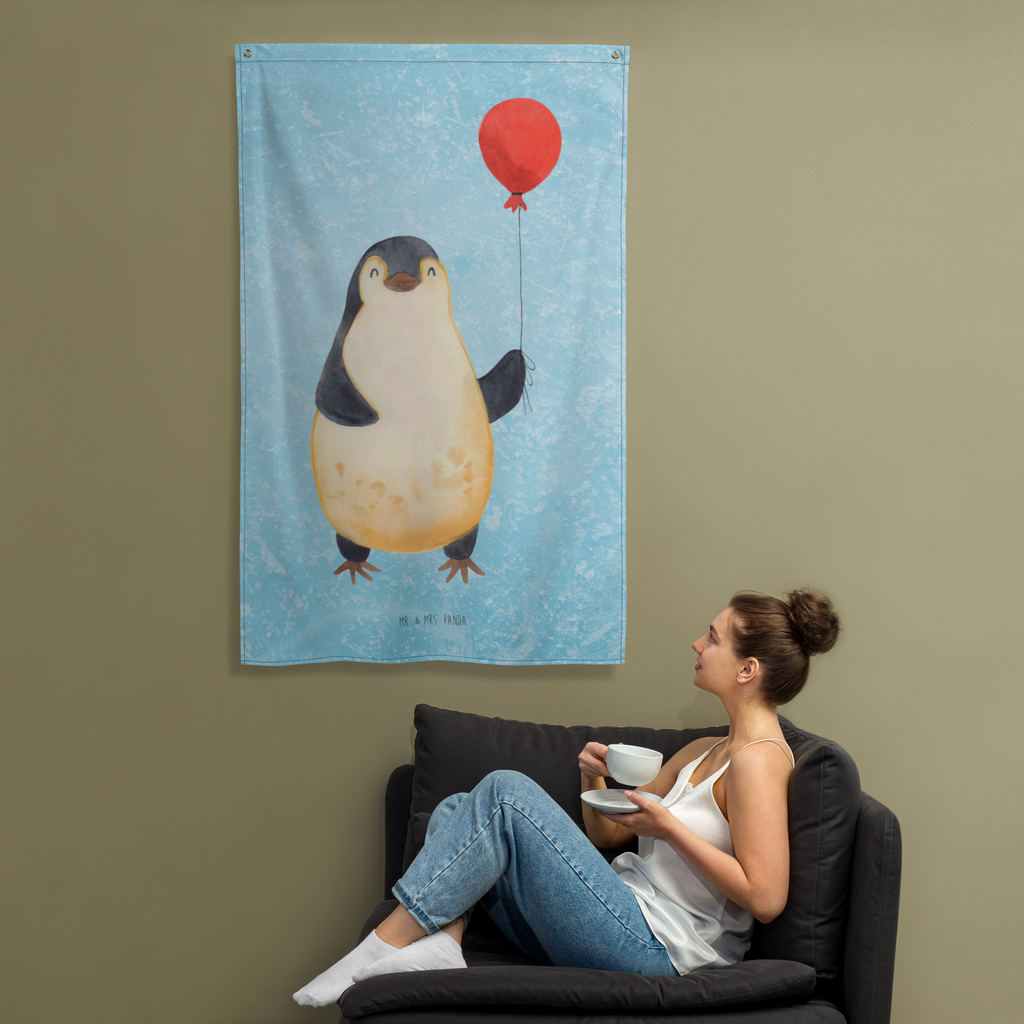 Wandteppich Pinguin Luftballon Wandbehang, Dekoration, Boho, Wandteppich, Wandtuch, Wanddeko, Tapisserie, Tapestry, Wandbild, Textil-Kunst, Schmuck-Wandbehang, Wand Deko, Kinderzimmer, Kinderzimmer Wand, Kinderzimmer Deko, Kinderzimmer Wanddeko, Pinguin, Pinguine, Luftballon, Tagträume, Lebenslust, Geschenk Freundin, Geschenkidee, beste Freundin, Motivation, Neustart, neues Leben, Liebe, Glück