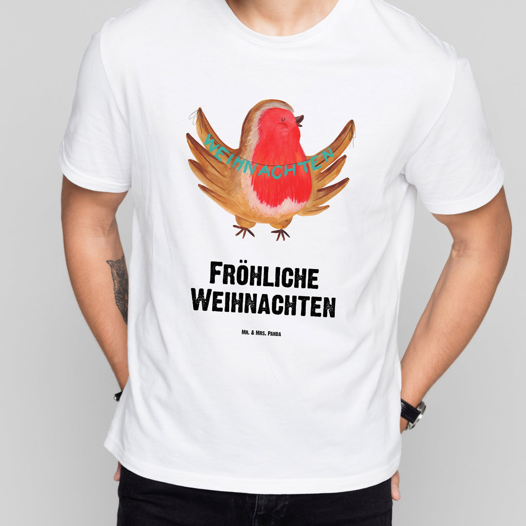 T-Shirt Standard Rotkehlchen Weihnachten T-Shirt, Shirt, Tshirt, Lustiges T-Shirt, T-Shirt mit Spruch, Party, Junggesellenabschied, Jubiläum, Geburstag, Herrn, Damen, Männer, Frauen, Schlafshirt, Nachthemd, Sprüche, Winter, Weihnachten, Weihnachtsdeko, Nikolaus, Advent, Heiligabend, Wintermotiv, Frohe Weihnachten, Weihnachtsmotiv, Weihnachtsgruß, Vogel, xmas