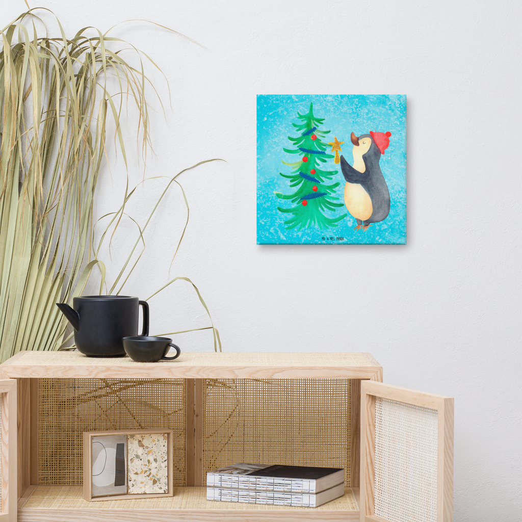 Leinwand Bild Pinguin Weihnachtsbaum Leinwand, Bild, Kunstdruck, Wanddeko, Dekoration, Winter, Weihnachten, Weihnachtsdeko, Nikolaus, Advent, Heiligabend, Wintermotiv, Pinguin