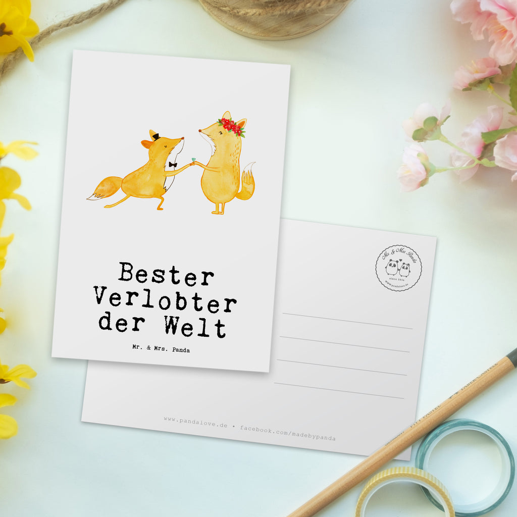 Postkarte Fuchs Bester Verlobter der Welt Postkarte, Karte, Geschenkkarte, Grußkarte, Einladung, Ansichtskarte, Geburtstagskarte, Einladungskarte, Dankeskarte, Ansichtskarten, Einladung Geburtstag, Einladungskarten Geburtstag, für, Dankeschön, Geschenk, Schenken, Geburtstag, Geburtstagsgeschenk, Geschenkidee, Danke, Bedanken, Mitbringsel, Freude machen, Geschenktipp, Verlobter, Verloben, Verlobung, Traummann, Mann, Freund, Ehemann, Zukünftiger, Hochzeit, Ehe