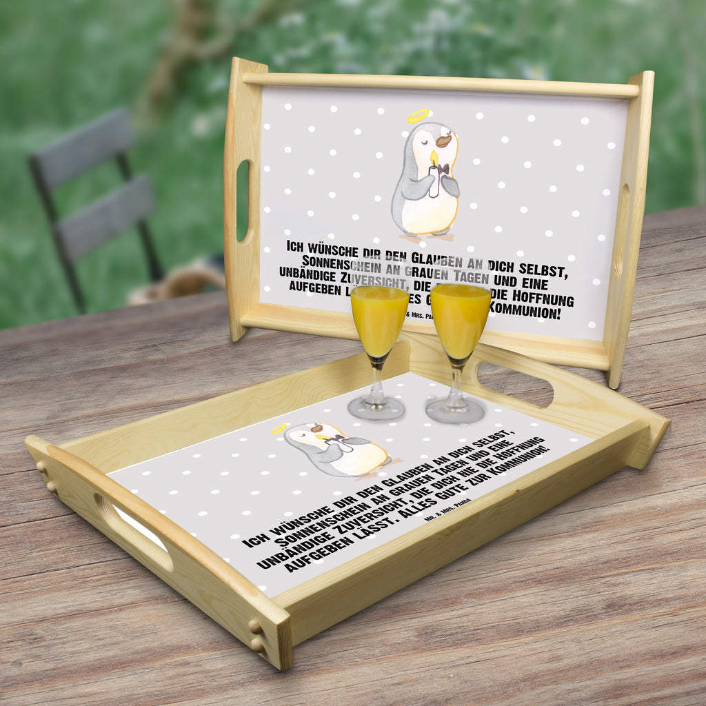 Serviertablett Pinguin Kommunion Tablett, Holztablett, Küchentablett, Dekotablett, Frühstückstablett, Konfirmation, Kommunion, Jugendweihe, Konfirmation Geschenk, Kommunion Geschenk, Kommunion Dankeschön, Glauben, Sonnenschein