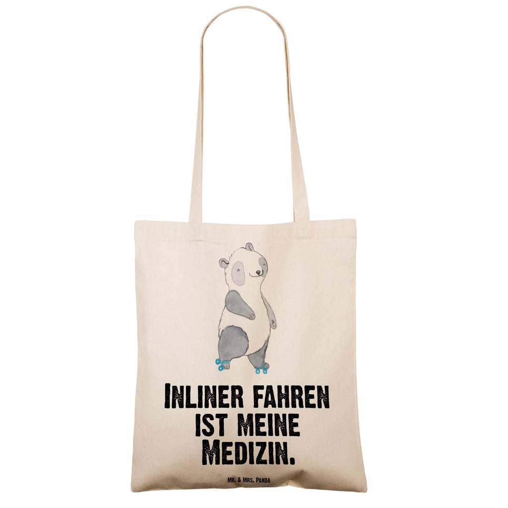 Tragetasche Panda Inliner fahren Medizin Beuteltasche, Beutel, Einkaufstasche, Jutebeutel, Stoffbeutel, Tasche, Shopper, Umhängetasche, Strandtasche, Schultertasche, Stofftasche, Tragetasche, Badetasche, Jutetasche, Einkaufstüte, Laptoptasche, Geschenk, Sport, Sportart, Hobby, Schenken, Danke, Dankeschön, Auszeichnung, Gewinn, Sportler, Inliner fahren, Rollschuh fahren, Rollerblades, inlinern