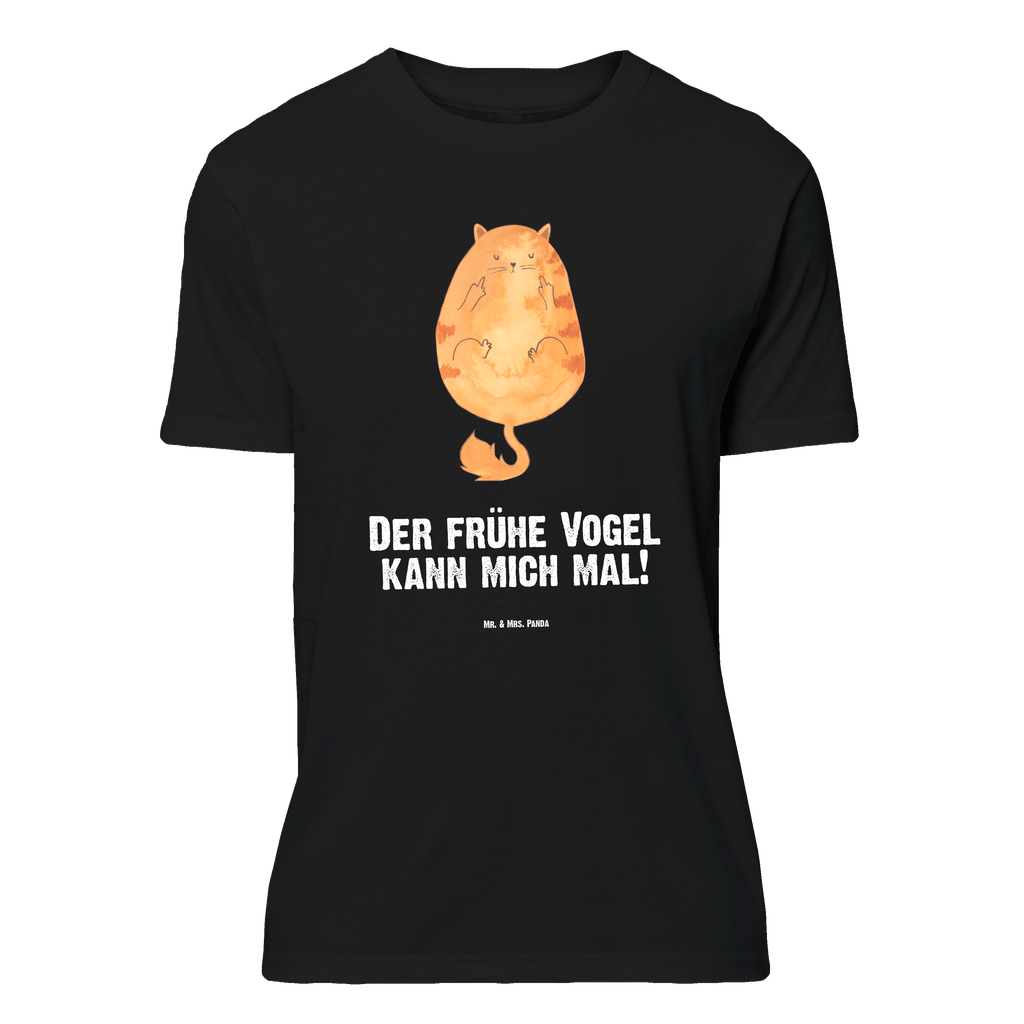 T-Shirt Standard Katze Frühaufsteher T-Shirt, Shirt, Tshirt, Lustiges T-Shirt, T-Shirt mit Spruch, Party, Junggesellenabschied, Jubiläum, Geburstag, Herrn, Damen, Männer, Frauen, Schlafshirt, Nachthemd, Sprüche, Katze, Katzenmotiv, Katzenfan, Katzendeko, Katzenfreund, Katzenliebhaber, Katzenprodukte, Katzenartikel, Katzenaccessoires, Katzensouvenirs, Katzenliebhaberprodukte, Katzenmotive, Der frühe Vogel kann mich mal, Morgenmuffel, Frühaufsteher, Kaffee, Katzen, Kater, Mietze