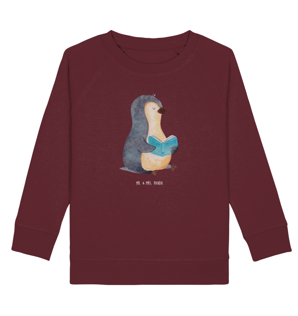 Organic Kinder Pullover Pinguin Buch Kinder Pullover, Kinder Sweatshirt, Jungen, Mädchen, Pinguin, Pinguine, Buch, Lesen, Bücherwurm, Nichtstun, Faulenzen, Ferien, Urlaub, Freizeit